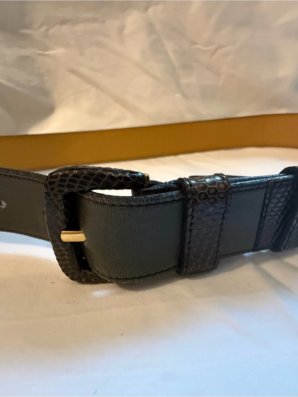 Valentino Garavani Green Leather Belt with Textured Buckle